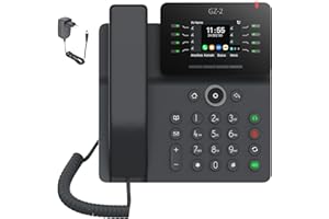 GEQUDIO IP Telefon GZ-2 mit Netzteil - Fritzbox, Telekom kompatibel - Freisprechen & Farbdisplay - Anleitung für FritzBox, Sipgate, Telekom Digitalisierungsbox, easybell (ohne WLAN)