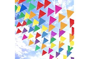 Topeedy 200M Multicolor Bunting Banner，300pcs Large Size Colorful Pennants Perfect for VE Day 80th Anniversary Decoration or Birthday Party Weddings Indoor & Outdoor Use