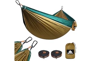 NATUREFUN Ultra-Light Travel Camping Hammock | 300kg Load Capacity,(275 x 140 cm) Breathable,Quick-drying Parachute Nylon | 2 x Premium Carabiners,2 x Nylon Slings Included | Outdoor Indoor Garden