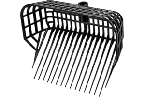 Kerbl Horquilla para estiércol sin mango (horquilla para estiércol de gran capacidad, 17 púas, plástico irrompible, horquilla para virutas negra, tamaño 38x30 cm) 326056