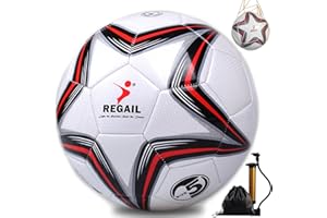 AIPWERER Piłka nożna, 5 rozmiarów, piłka treningowa, piłka do piłki nożnej, piłka treningowa, piłka z siatką i pompką powietrzną, dla nastolatków, dorosłych, do ćwiczeń, piłki nożnej, piłki rekreacyjnej