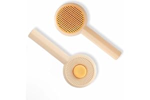 Mmyzao Brosse Chat Chien Autonettoyante,Brosse Animaux Poil Court Long Peigne Cat Brush-Jaune