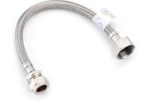 Home Range 1x 300mm WRAS Approved 15mm x 3/4" | Available in 2 Lengths | BSP Flexible Braided Hose, Stainless Steel Bath Tap Flex Connector, 10 Bar Pressure, Max 90°C Durable, Leak Proof