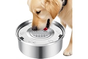 Luziyun Gamelle Anti Éclaboussure Chien 1L, Gamelle Eau Chien Anti Goutte en Acier Inoxydable, Gamelle Anti Renversement et Débordement, Antidérapante, Lavable Lave-Vaisselle, Bol Chien (1L)