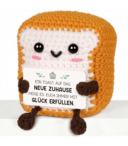 Giftasy Handgehäkelte Sonnenblume Als Einzugsgeschenk – Mit Energiekarte, 6x6x14 Cm, Für Neues Zuhause, Richtfest, Hauskauf & Einweihung