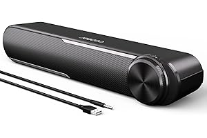 Jeecoo A30 PC Lautsprecher,Computer Lautsprecher für Pc,USB Powere PC Soundbar Schwarz, Lautsprecher Boxen für Pc, Laptop,Monitor,Ipad,Tablets,Smartphone (USB+3.5mm