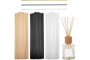 TAGOQUEN Varillas Ambientador, 240 Piezas Palos Difusores de Ratan Palos para Ambientador, Varillas Difusoras para Aceite Esencial Hogar Oficina Hotel SPA (20 cm x 3 mm, Negro, Color Madera,Blanco)
