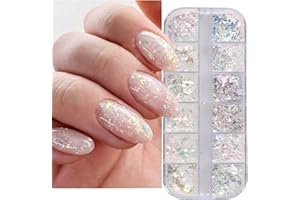 KALEFUL Glitter Unghie 12 Colori Paillette Sottile Lucido Olografiche Nail Art Unghie Decorazioni