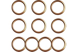 JCSJK Joint Vidange Voiture Compatible avec Peugeot Renault Opel MINI Dacia 7703062062 11137546275 7703062023 11026-00QAB 31338 4404724 7546275, Joint Bouchon Vidange en Cuivre (10Pcs, 16 x 22 x 2 mm)