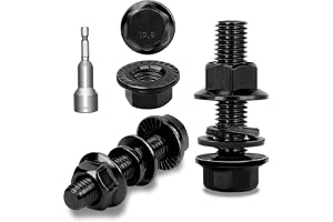 Ecitruz 8 stycken sexkantskruvar M10 x 35 mm flänsskruvar svart kolstål DIN 6921 utvändiga sexkantsbrickor fjäderringar och m