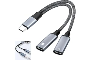 MANTOTO USB C Splitter USB C Male to 2USB-C Female Cord Converter USB Y Splitter Cable(NOT for Monitor) Double USB C Port Hub Adapter for Charing and Headphone Braided Fast Charging Cord for PC Mac Laptop