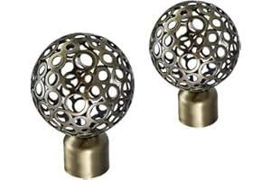 Your Home Online Metal Curtain Pole Rod Pack of 2 Finials/Ends for 19mm 28mm Diameter Poles Antique Brass (Set Of 2 Osaka Finials, 28mm)