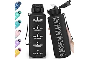 HoneyHolly Gourde, 1500ML & Étanches, Gourde Sport, Marqueur de Temps de Motivation, Gourde Paille, Échelle de mesure, Bouteille d'eau, Gourdes pour Sport, Camping, Randonnée, Yoga