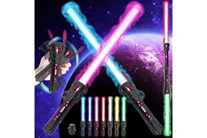TOPJOWGA 2 in 1 Spada Laser a Doppia, Spade Laser per Bambini, Spada Laser Giocattolo, RGB 7 Colori Lightsaber LED Giocattolo Luminose, Bambini Compleanno Regalo Natale (B)