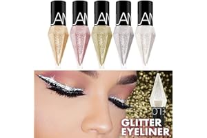 BEAUTY SEARCHER 5 kolorów Liquid Glitter Shiny Eye Liners Cosmetics High Pigment Shimmer Sparkling Silver Metallic Eyeliner Kolorowe Perłowe Długie Lasting Eye Liners na wesele Cosplay Makijaż oczu
