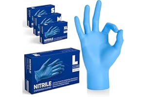 The Real Touch Blue Professional Nitrile Powder Free Multi-Purpose Gloves, Disposable, Extra Strong - Box of 100 (Blue, Large)