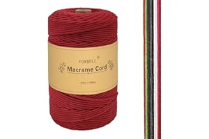 FORBELL Makramee Garn, 2mm x 300m Premium Baumwollgarn, DIY Handwerk (Bordeaux Rot, 2 mm x 300 M)