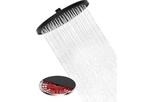 Hibbent Samoczyszczące głowice prysznicowe z deszczownicą, stała głowica prysznicowa z opadami deszczu, 25 cm, okrągła, wydajna, wysokociśnieniowa głowica prysznicowa z mechanizmem samoczyszczącym