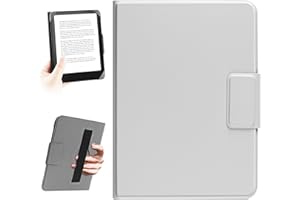 HoYiXi Funda Universal para de 6,8'', 7'' Paperwhite eBook Reader,Compatible con Kindle, Kobo,Pocketbook, Tolino y Sony eReader. Cuerda de Mano elástica Funda para 6.8"-7" eReader,Gris -Blanco