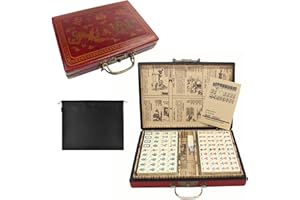 GONGKANGYUAN Mini Mahjong Set Box Tragbar Traditionelles Chinesisches Mah Jong Set Mit 144 Majong Spielsteine, Reise Mahjong Set Tragbarer, Chinesisches Strategiespiel