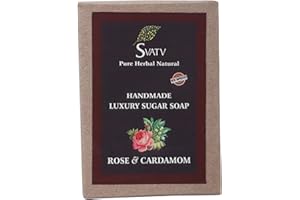 SVATV Handmade savon with natural, soothing herbs of Rose & Cardamom Moisturized - Traditional Ayurvedic Herbal body savon bars for Men & Women, all skin types - 100g