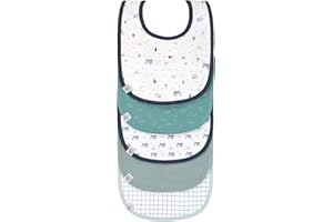 LÄSSIG Set di bavaglini per bambini (5 pezzi) con chiusura a strappo in cotone impermeabile/Value Pack Bib Garden Explorer Tractor