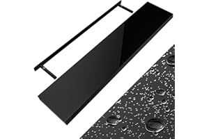 Casaria® Étagère Murale Flottante Noir Brillant 110cm MDF Robuste Effet Flottant Support de Fixation Inclus étagère Bois