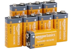 Amazon Basics 8-Pack 9V Alkaline Batteries, 9V/6LR61, 5-Year Shelf Life - for Smoke/CO Detector, Electronics & Audio
