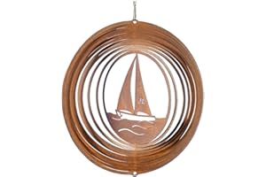CIM Mobile en Acier Finition rouillée - SEGELBOOT 200 – Dimensions : Ø20cm - INCL. émerillon à roulement à Billes, Crochet et Fil de Nylon – Bel Objet décoratif en Finition rouillée