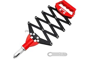 HAUTMEC Rivet Gun Heavy-Duty Press-Type 5-in-1 Labor Saving Pop Rivet Tool with Portable Wrench,Fast Single Pull Action Riveter for Metal HT0130