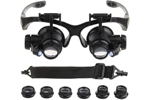 Yagosodee Head Mount Magnifier,magnifying glass Magnifier Eye Glass Loupe Jeweler Watch Repair Kit for Reading, Jewelry Loupe, Electronic Repair