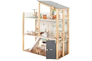 WOOMAX Casa de muñecas de Madera, Color Gris (39127)