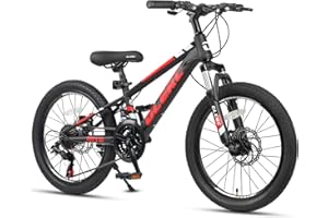 Glerc Skyline Kids Mountain Bike pour garçons Filles, 20 24 Pouces vélo Enfant pour Les Jeunes de 6 à 18 Ans, 21 Vitesses vélo avec Suspension Avant & Freins à Disque, Plusieurs Couleurs
