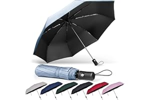 Paragus Plegable I Apertura y cierre automáticos I Resistente al viento, impermeable y compacto I Paraguas de viaje ligero con mango antideslizante I Perfecto para hombre y mujer I Drytogo