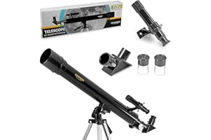 Omegon Télescope AC 50/600 AZ | Télescope d'entrée de Gamme pour Toute la Famille | Excellent pour l'observation de la Lune et des étoiles | Facile à Utiliser | Léger et Mobile
