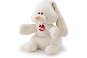 Trudi Puppets 29958 Handpuppe Hase ca. 23 cm (Größe S), Stofftier aus hochwertigen Materialien, liebevolle Details, Schlappohren, flauschig und weich, waschbar, Kuscheltier und Puppe für Kinder, Weiß