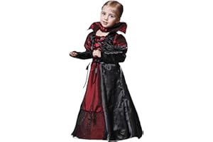 GEMVIE,Disfraz de Vampiresa con Cuello,Para carnaval, Halloween para niña