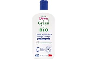 Love & Green - Crème Hydratante Visage/Corps Bio 0% 500 ml - Fabriqué en France