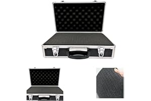 Flight case with Foam, C203 Aluminium Flight case, Black and Silver Protective Durable Case with Cubed Pick and Pluck Foam with Egg Shell Foam lid, Roc Cases C203, L 400mm x W 240mm x H 125mm