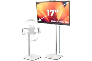 COOPER TabStand Support iPad de bureau 20" de hauteur, support moniteurs portables jusqu’à 17" (2 kg), support tablette bureau, fixation tablette, compatible iPad Samsung Kindle Fire Android (Blanc)