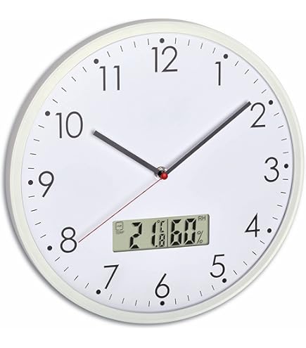 Bresser Funkuhr Wanduhr MyTime ND Thermo-Hygro mit geräuschlosem Funkuhrwerk, Edelstahlrahmen und Anzeige für Temperatur und Luftfeuchtigkeit, Grau, 250x250mm