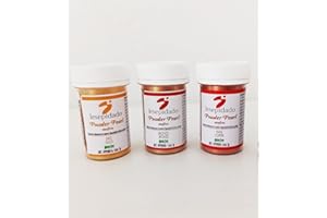 LESEPIDADO SRL Colorante alimentare in polvere perlato 3g Kit 3 col. Oro, Rame, Bronzo Lesepidado. Ideali per composti trasparenti: gelatine o glasse. Per decorare pasta di zucchero, biscotti, torte, semifreddi