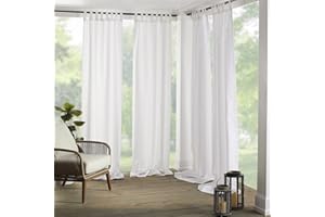 Elrene Home Fashions Matine Solid Tab-Top Indoor/Outdoor Curtain Panel, 52 inches X 84 inches, White
