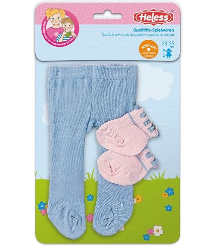 Heless 577 – Collants Et Chaussettes Poupée 'Cœur Confetti' – Beige Et Cœurs Multicolores, Pour Poupées 35-45 Cm