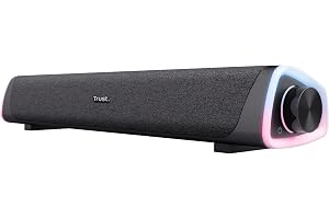Trust Liro soundbar, PC-högtalare med RGB-belysning, 12W toppström, svart | 3,5 mm AUX-ljuduttag, USB-ström ljudstång, stereo PC-soundbar för stationär, bärbar dator, dator