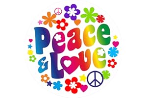 ‎YOUNIKAT younikat Sticker Peace & Love I Ø 60 cm I Flower-Power Blumen Hippie Motiv I Wohnmobil I Schrank I Tür I Camper I Auto-Aufkleber I wetterfest kfz_352