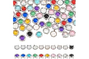 WADORN 100 pz 10 colori Ottone Strass Artiglio Perline, Moda Cristallo Chiodi Chiodi Chiodi Borchie Punk Diamante Spikes Rotondo Artiglio Rivetti Cristallo Strass per Fai Da Te Artigianato Vestiti