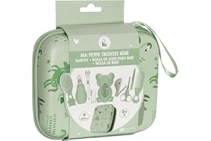 PLIC CARE - Trousse de Soin Bébé Verte - 7 Accessoires Essentiels - Trousse Compacte et Solide - Idéale pour les Premiers Soins de Bébé - Dès la Naissance - Design Mixte - Format Nomade