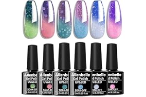 Allenbelle UV Nagellack Thermo Set 6 Farben Mit Geschenkbox,Gel Nagellack Farbwechsel Shellac Set Uv Gel Nail Art,Soak Off Uv Thermo Nagellac 002