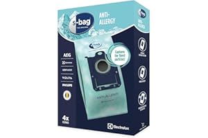 ‎ELECTROLUX Electrolux E206S S-bag, Worki do odkurzaczy, Higieniczne worki do odkurzaczy antyalergiczne, skuteczna filtracja, pojemność 3,5 litra, trwały materiał syntetyczny, uniwersalne dopasowanie, 4 sztuki